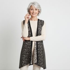 Black and Cream Patterned Vest